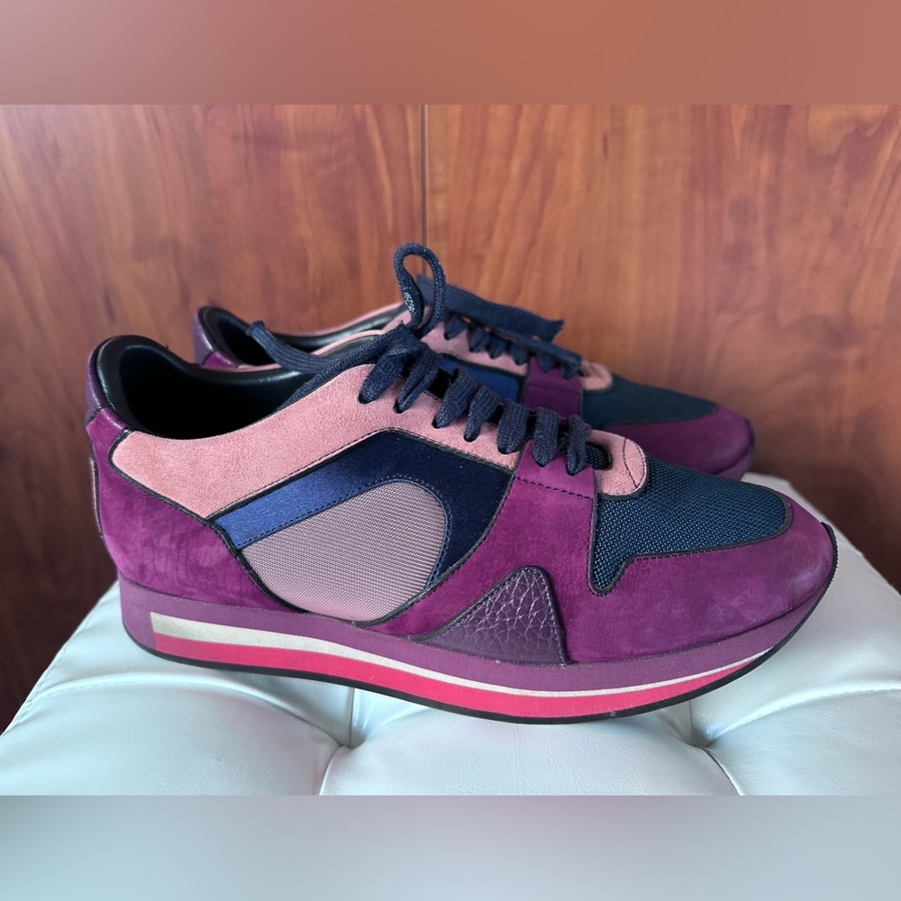 BURBERRY COLOR-BLOCK PATTERN CHUNKY SNEAKERS (SIZE 8)
